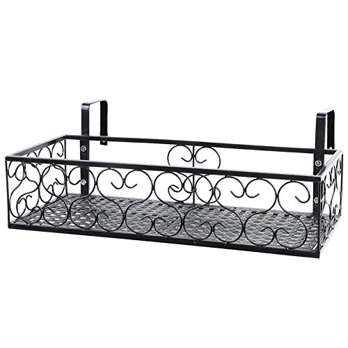 Bicaquu Flower Rack,Iron Balcony Hanging Flower Pot Stand Plant St...