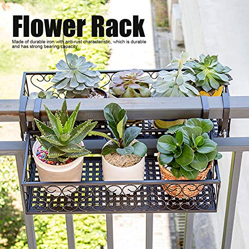 Bicaquu Flower Rack,Iron Balcony Hanging Flower Pot Stand Plant St...