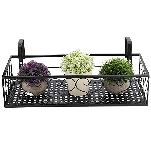 Bicaquu Flower Rack,Iron Balcony Hanging Flower Pot Stand Plant St...