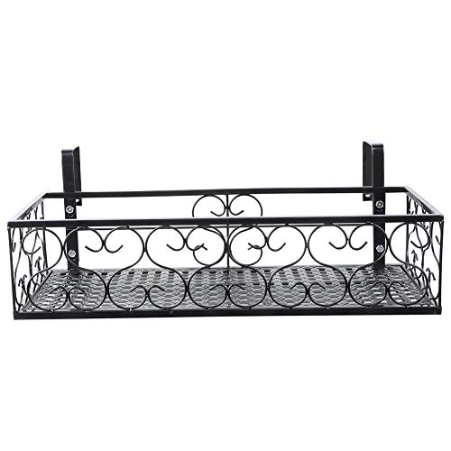 Bicaquu Flower Rack,Iron Balcony Hanging Flower Pot Stand Plant St...