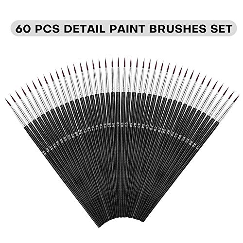 Detail Paint Brushes, BICKSILE 60Pcs Miniature Paint Brushes Micro...