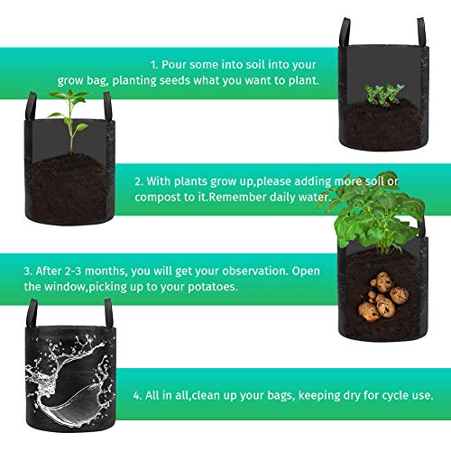 BIEZIAYA 4 Packs 7 Gallon Potato Grow Bags,Heavy Duty Thickened Ve...