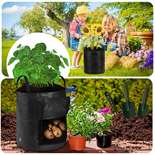 BIEZIAYA 4 Packs 7 Gallon Potato Grow Bags,Heavy Duty Thickened Ve...
