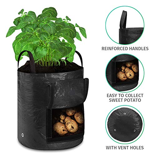BIEZIAYA 4 Packs 7 Gallon Potato Grow Bags,Heavy Duty Thickened Ve...