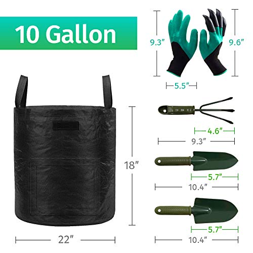 BIEZIAYA 4 Packs 7 Gallon Potato Grow Bags,Heavy Duty Thickened Ve...