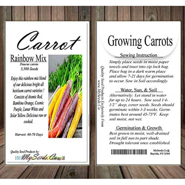 Big Pack - 3,500+ Rainbow Mix Carrot Seeds - Atomic Red, Bambino...