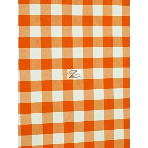 Big Z Fabric CHECKERED GINGHAM POLY COTTON PRINTED FABRIC - Orange...
