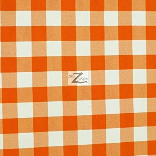 Big Z Fabric CHECKERED GINGHAM POLY COTTON PRINTED FABRIC - Orange...