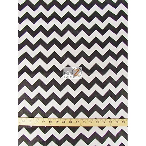Big Z Fabric ZIG ZAG POLY COTTON PRINT FABRIC - White/Black- CHEVR...