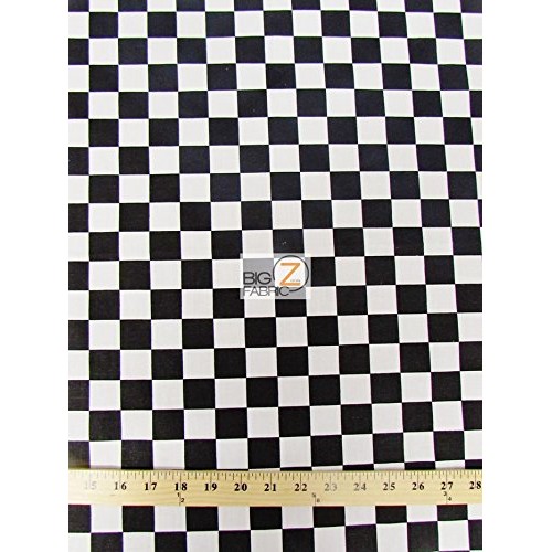 Black White Square Checkered Print Poly Cotton Fabric 58/59 Widt...