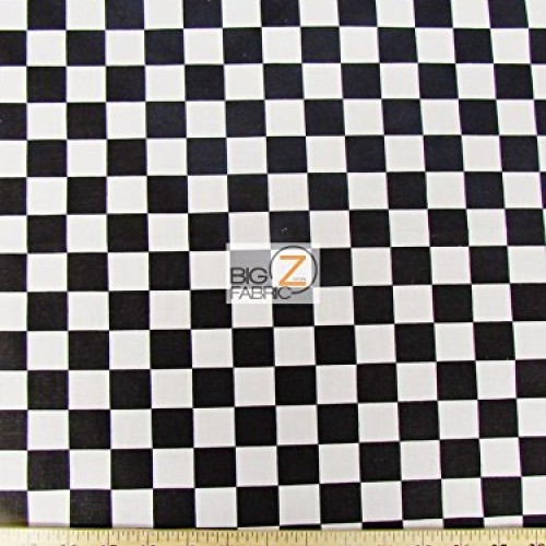 Black White Square Checkered Print Poly Cotton Fabric 58/59 Widt...
