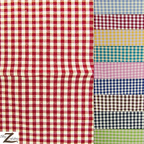 Mini Checkered Gingham Poly Cotton Printed Fabric - Red - 58/59 ...