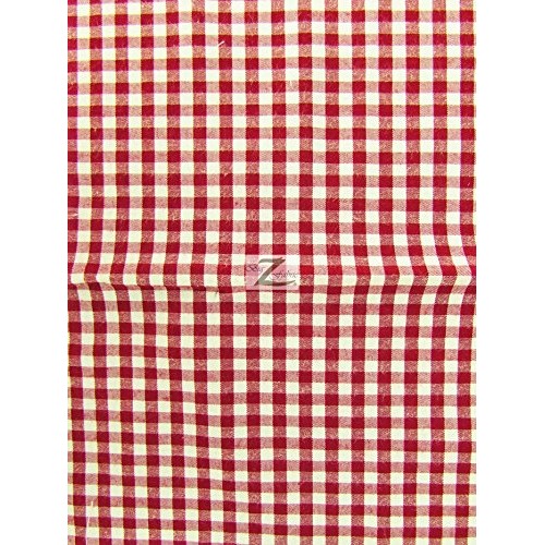Mini Checkered Gingham Poly Cotton Printed Fabric - Red - 58/59 ...