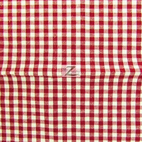 Mini Checkered Gingham Poly Cotton Printed Fabric - Red - 58/59 ...