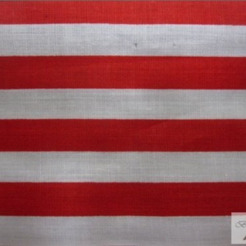 RED/White 1/2 Stripe Poly Cotton Fabric 58/59 Width Sold by The...