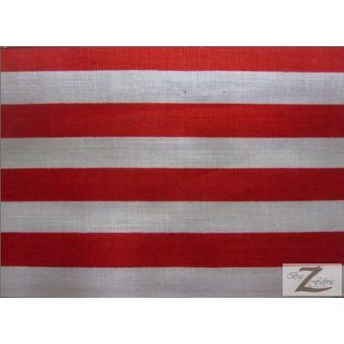 RED/White 1/2 Stripe Poly Cotton Fabric 58/59 Width Sold by The...