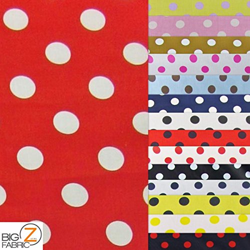 Red/white big polka dots print poly cotton fabric 58/59 width so...