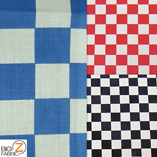 Red white square checkered print poly cotton fabric 58/59 width ...