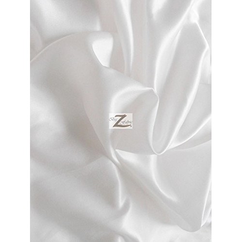 Solid Shiny Bridal Satin Fabric - White - 58/60 Width Sold by Th...