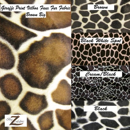 Velboa Faux Fake Fur Giraffe Animal Short Pile Fabric - Safari - 6...