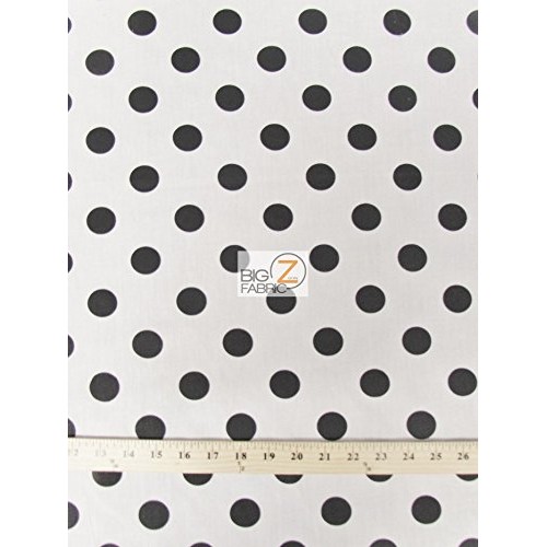 White/Black Big Polka DOTS Print Poly Cotton Fabric 58/59 Width ...