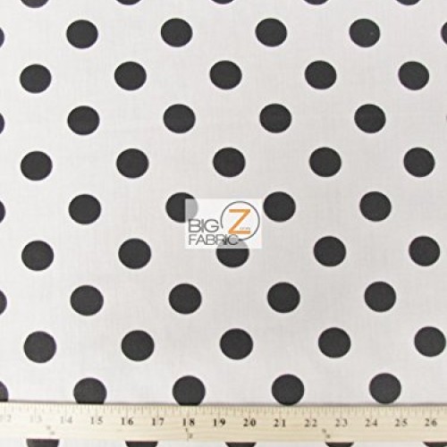 White/Black Big Polka DOTS Print Poly Cotton Fabric 58/59 Width ...