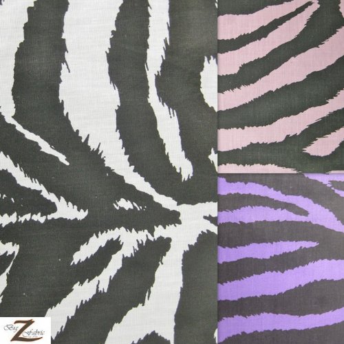 White Zebra Print Poly Cotton Fabric 58/59 Width Sold by The Yar...