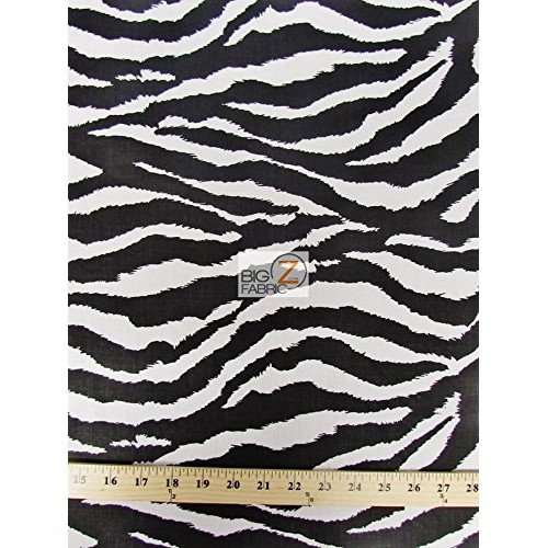 White Zebra Print Poly Cotton Fabric 58/59 Width Sold by The Yar...
