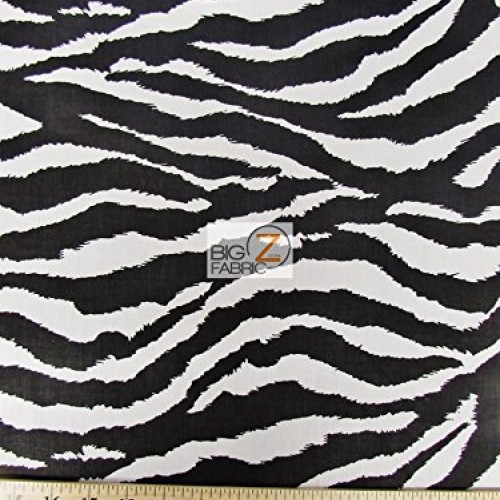 White Zebra Print Poly Cotton Fabric 58/59 Width Sold by The Yar...