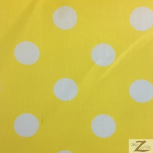 Yellow/white big polka dots print poly cotton fabric 58/59 width...