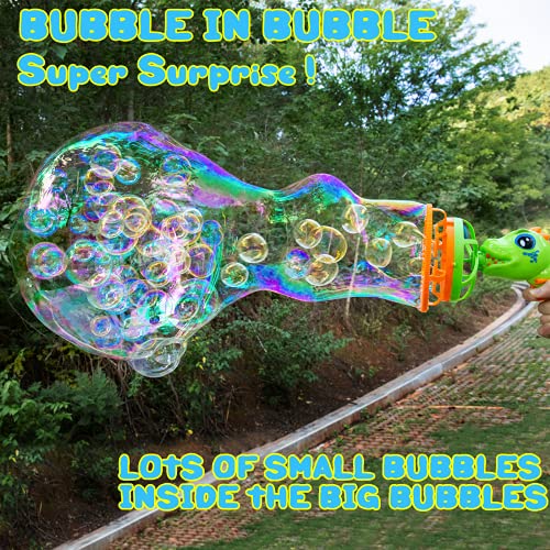 Bubble Machine Double Big & Small Bubble Dinosaur Bubble Blower Bu...