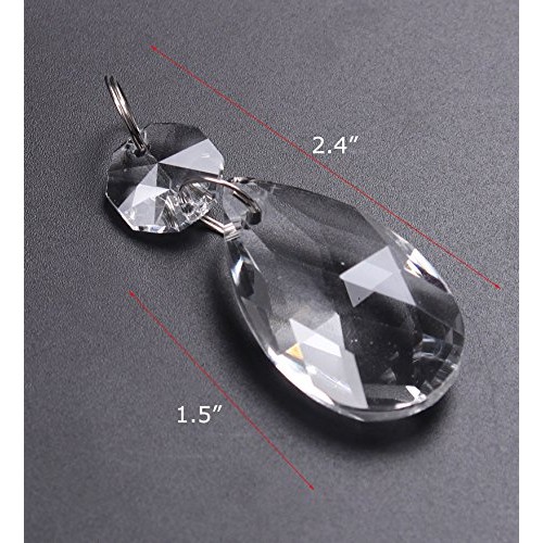 BIHRTC 12Pcs38mm Clear Crystal Teardrop Chandelier Prisms Parts Ha...