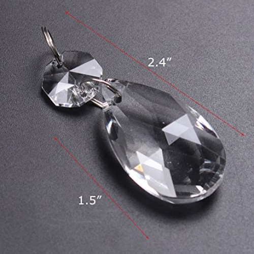 BIHRTC 12Pcs38mm Clear Crystal Teardrop Chandelier Prisms Parts Ha...