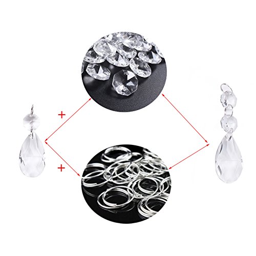 BIHRTC 12Pcs38mm Clear Crystal Teardrop Chandelier Prisms Parts Ha...