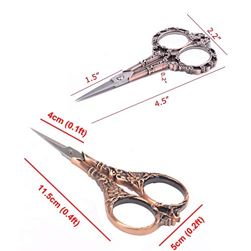 BIHRTC 2 Pairs Sewing Scissors Vintage European Style Flower Patte...