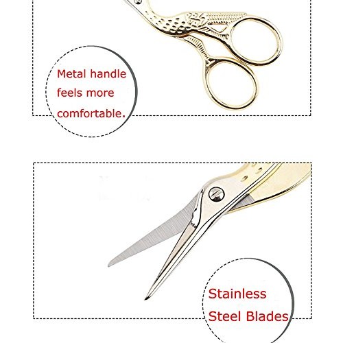 BIHRTC Gold Vintage Plum Blossom Scissors and Classic Crane Design...