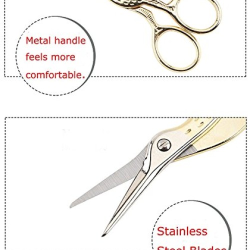 BIHRTC Gold Vintage Plum Blossom Scissors and Classic Crane Design...