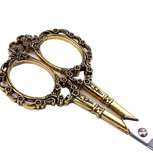 BIHRTC Gold Vintage Plum Blossom Scissors and Classic Crane Design...