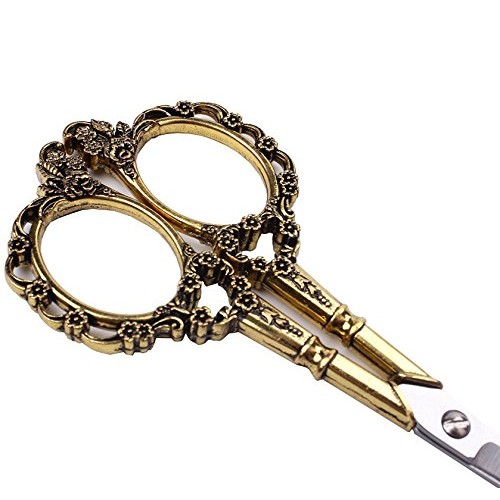 BIHRTC Gold Vintage Plum Blossom Scissors and Classic Crane Design...