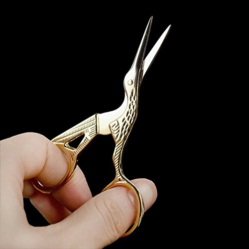 BIHRTC Gold Vintage Plum Blossom Scissors and Classic Crane Design...
