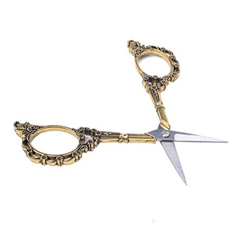 BIHRTC Gold Vintage Plum Blossom Scissors and Classic Crane Design...