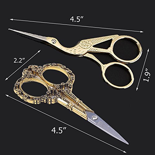 BIHRTC Gold Vintage Plum Blossom Scissors and Classic Crane Design...