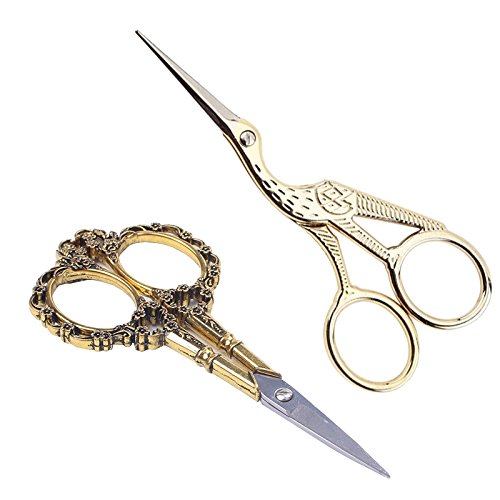 BIHRTC Gold Vintage Plum Blossom Scissors and Classic Crane Design...