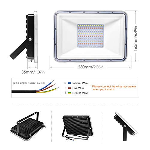 Bikuer 2 Pack 100W RGB LED Flood Lights with Remote Control, IP67 ...