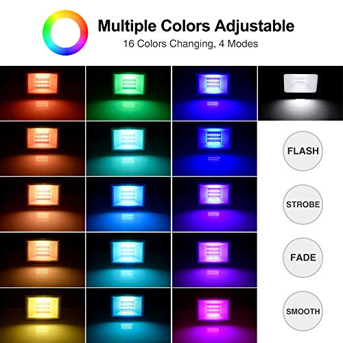 Bikuer 2 Pack 100W RGB LED Flood Lights with Remote Control, IP67 ...