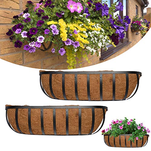 Bili-silly Metal Wall-Mounted Half Moon Shaped Coconut Liner Plant...