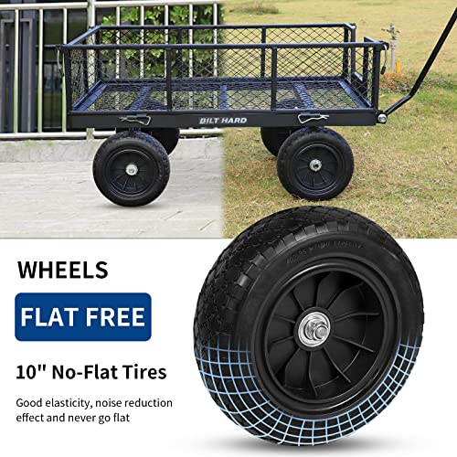 BILT HARD 880 lbs 10 Flat Free Tires Steel Garden Cart with 180° ...