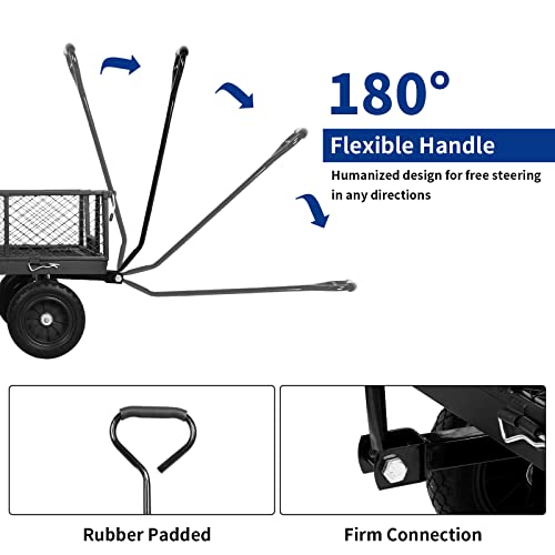 BILT HARD 880 lbs 10 Flat Free Tires Steel Garden Cart with 180° ...