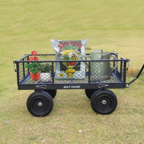 BILT HARD 880 lbs 10 Flat Free Tires Steel Garden Cart with 180° ...