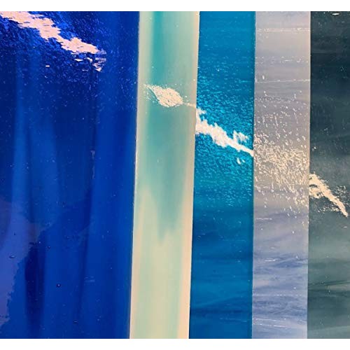 5 Sheets - COE 96 Blue Fusible Glass Pack by Binari Glass Studio